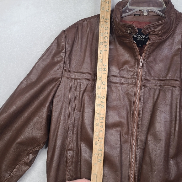 Vintage 70's Cafe Racer Moto Leather Jacket Wilson's Brown Fits Size 44 - Picture 3 of 16